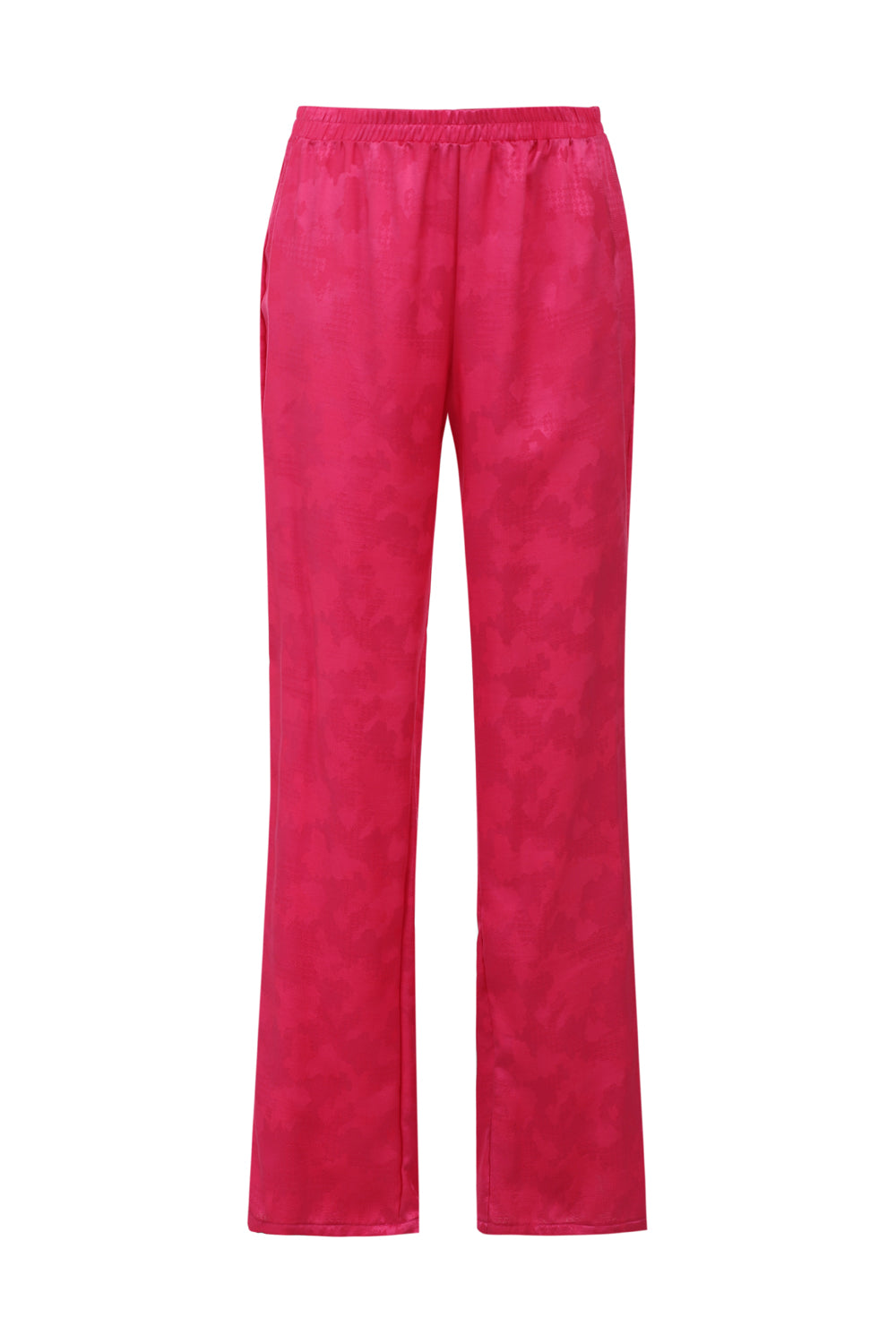 Pantalon fluide rose framboise taille haute coupe droite en soie et laine – fabrication française