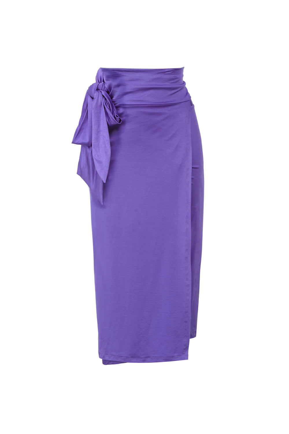 Paréo rose asymétrique femme – Taille haute à nouer, tissu stretch fluide, mi-long, Made in France