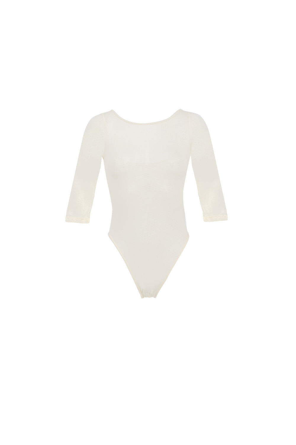 Body écru en coton pointelle avec manches 3/4 et dos échancré – lingerie made in France