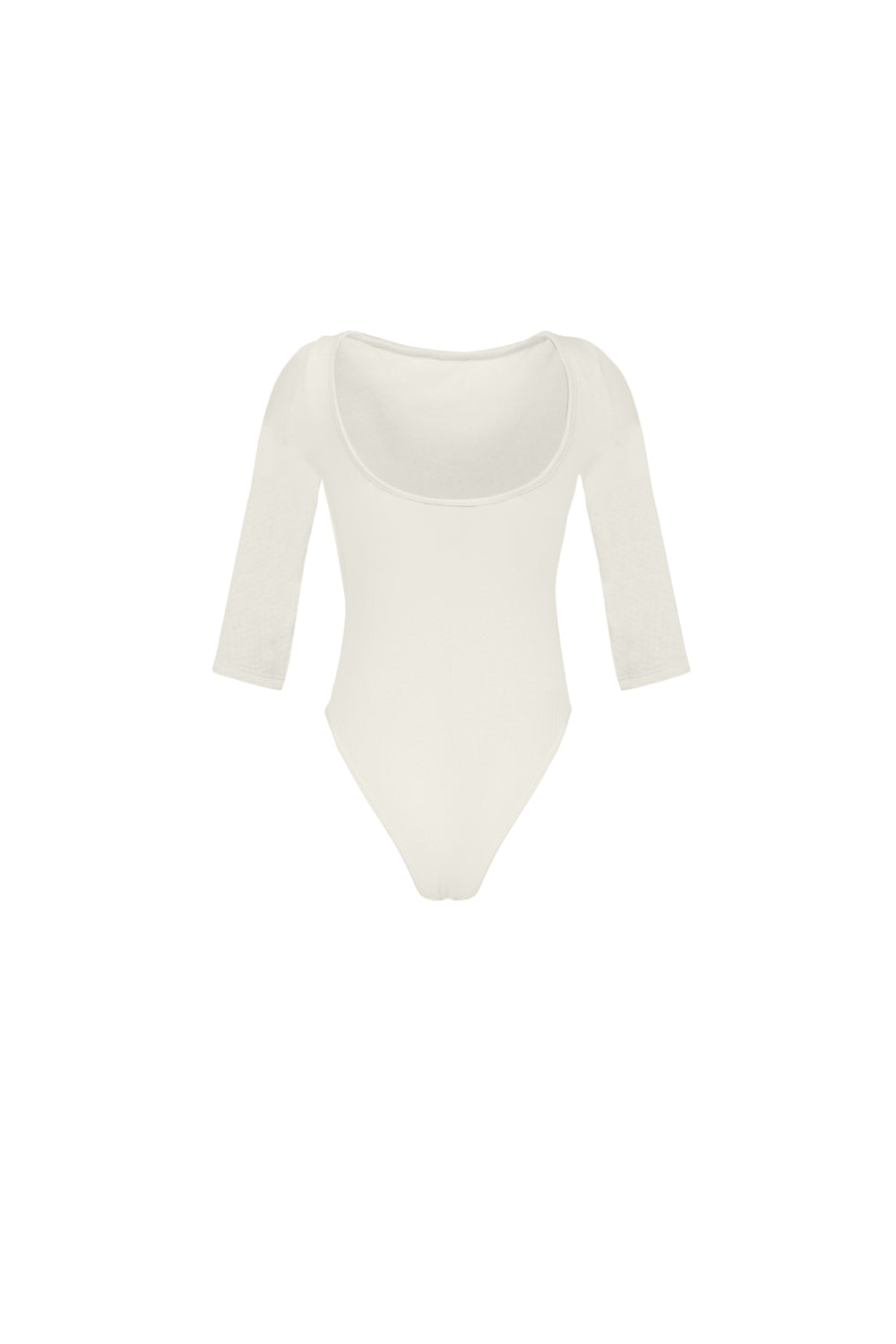 Body écru en coton pointelle avec manches 3/4 et dos échancré – lingerie made in France