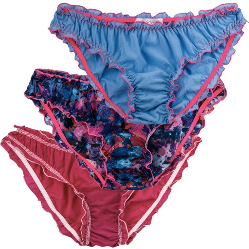 Culotte femme confortable – Finitions froufrou, effet seconde peau, en soie, lycra et tulle - lot de 3