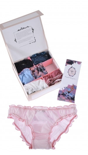 Culotte femme confortable – Finitions froufrou, effet seconde peau, en soie, lycra et tulle - semainier
